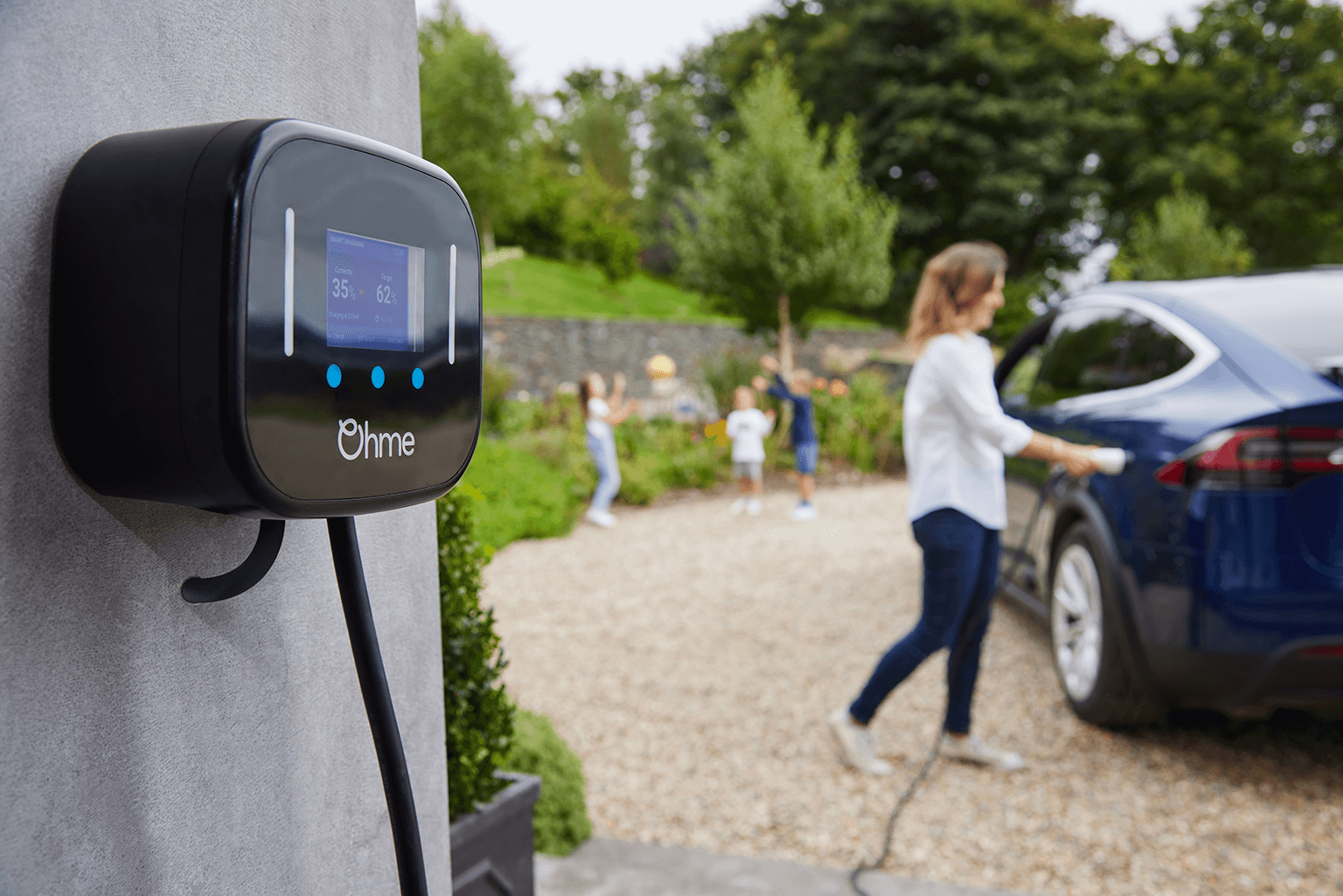 Ohme ev charger outdoors